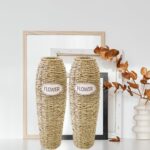 Rattan Woven Flower Vase, Rustic Floor Vase Decorative Wicker Floor Vase Tall Fl... - Image 3