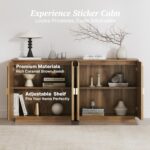 BELLEZE Set of 3 Modular Fluted Sideboard Buffet Cabinet with Storage, Mid-Centu... - Image 4