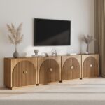 BELLEZE Set of 3 Modular Fluted Sideboard Buffet Cabinet with Storage, Mid-Centu... - Image 6