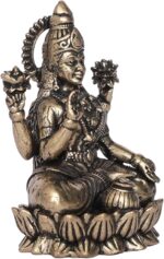 Brass Designer Lakshmi ji Sitting on Kamal for Good Luck Vastu Fengshui Showpiec... - Image 3