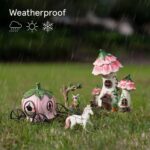 LA Jolie Muse Resin Fairy Garden - Miniature Floral Roof Cottage with Solar LED ... - Image 4