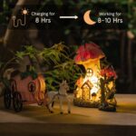 LA Jolie Muse Resin Fairy Garden - Miniature Floral Roof Cottage with Solar LED ... - Image 5