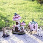 LA Jolie Muse Resin Fairy Garden - Miniature Floral Roof Cottage with Solar LED ... - Image 6