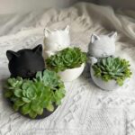 3D Printed Small Plastic Flower Pot, Cute Cat-Shaped Plant Pot, with Drainage Ho... - Image 3