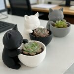 3D Printed Small Plastic Flower Pot, Cute Cat-Shaped Plant Pot, with Drainage Ho... - Image 5