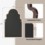 40"x24" Walnut Arched Mirror, Solid Wood Frame for Vanity, Mid Century Modern De... - Image 5