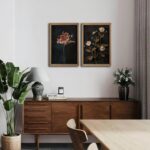 2Pcs Framed Vintage Wall Art Prints, Retro Moody Floral Botanical Canvas Paintin... - Image 4