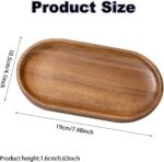 Small Wooden Tray, Oval Wood Serving Trays, Acacia Wood Platter for Coffee Table... - Image 3