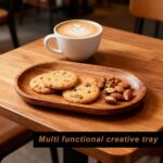 Small Wooden Tray, Oval Wood Serving Trays, Acacia Wood Platter for Coffee Table... - Image 4
