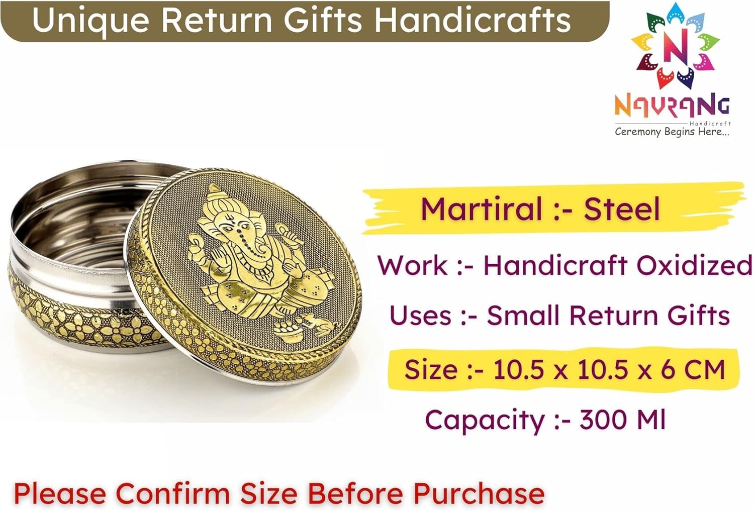 NAVRANG Stainless Steel Container Box Decorative Storage Box Return Gifts Laddu ... - Image 6