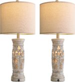 BOBOMOMO 27.25” Rustic Farmhouse Table Lamps Set of 2 – Vintage Bedside Lamps wi... - Image 7