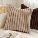 decorUhome Cozy Faux Fur Throw Pillow Covers 18x18 Set of 2 Decorative Soft Plus... - Image 5