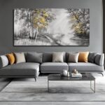 SOUGUAN Wall Art for Bedroom Forest Canvas Art Hand Painted Artwork Gold Plant P... - Image 3