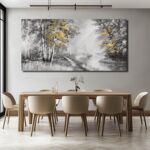 SOUGUAN Wall Art for Bedroom Forest Canvas Art Hand Painted Artwork Gold Plant P... - Image 5