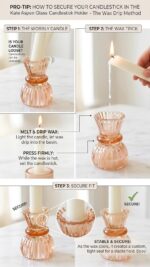Kate Aspen Glass Taper Candle Holder Set of 6 - Rose Gold Ribbed Vintage Candles... - Image 4