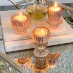 Kate Aspen Glass Taper Candle Holder Set of 6 - Rose Gold Ribbed Vintage Candles... - Image 9