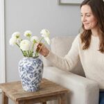 Blue and White Chinoiserie vase - Vintage Ceramic vase with Antique Design, Perf... - Image 5