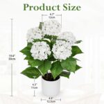 20" Artificial Hydrangea Flowers in Pot, True Touch Latex Faux Hydrangea Plant, ... - Image 6