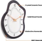 14 x 10 Inch Mid Century Retro Irregular Shape Wall Clock, Silent Non-Ticking Ba... - Image 3