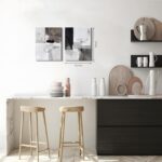 Framed Modern Abstract Wall Art Set of 2, Black White Neutral Minimalist Canvas ... - Image 5