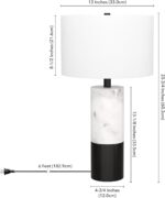 Henn&Hart 24" Glam 1-Light Table Lamp with White Fabric Drum Shade for Living Ro... - Image 4