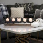 Westcharm Large 27.5 inch 5-Pillar Glass Candle Holder Set Centerpiece with Rust... - Image 3