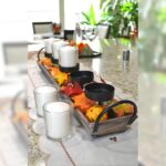Westcharm Large 27.5 inch 5-Pillar Glass Candle Holder Set Centerpiece with Rust... - Image 4