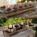 Westcharm Large 27.5 inch 5-Pillar Glass Candle Holder Set Centerpiece with Rust... - Image 7