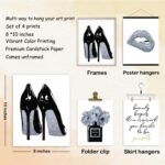 Qabliqo Silver and Black Bathroom Decor Wall Art Prints Set of 4, Silver Fashion... - Image 6