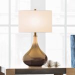 Henn&Hart 25" Modern 1-Light Table Lamp with White Fabric Drum Shade for Living ... - Image 4