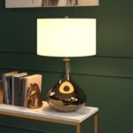 Henn&Hart 25" Modern 1-Light Table Lamp with White Fabric Drum Shade for Living ... - Image 7