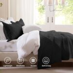 LEAONME Quilt Set King Size 3 Pieces, Lightweight Black Bedspread-98''x106'', So... - Image 4
