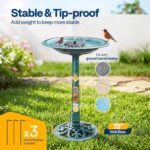 VIVOHOME Bird Bath with Solar Fountain for Outside, Polyresin Pedestal Bird Bath... - Image 3