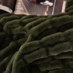 BATTILO HOME Olive Green Faux Fur Throw Blanket for Bed, Double Side Reversible ... - Image 6