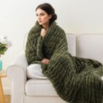 BATTILO HOME Olive Green Faux Fur Throw Blanket for Bed, Double Side Reversible ... - Image 8