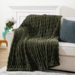 BATTILO HOME Olive Green Faux Fur Throw Blanket for Bed, Double Side Reversible ... - Image 9