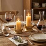 Gold Hurricane Candle Holders Set of 2 with Glass - Modern Pillar Candle Stands ... - Image 3