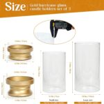 Gold Hurricane Candle Holders Set of 2 with Glass - Modern Pillar Candle Stands ... - Image 4