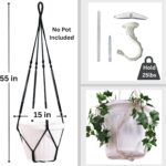 Giant XXL 55 Inches Macrame Planter Hanger Large for 15 inch Pot + Swag Hook | E... - Image 6