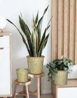 Gold Metal Rustic Flower Pots - 3 PCS Galvanized Planters Rustproof Durable Meta... - Image 5