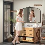 Besdomus Antique Arched Large Mirror: 48"x33" French Oversize Black Arch Antique... - Image 3