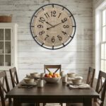 24 Inch Large Farmhouse Wall Clock, Metal Rustic Wood with Silent Quartz Movemen... - Image 4