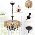 LAMSU Modern Farmhouse Chandelier Light Fixtures, 5-Lights Large Rattan Pendant ... - Image 4