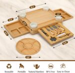 CAWIU Charcuterie Board with Lid – Large Bamboo Cheese Board Set with Utensils &... - Image 6