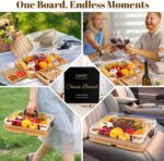 CAWIU Charcuterie Board with Lid – Large Bamboo Cheese Board Set with Utensils &... - Image 7