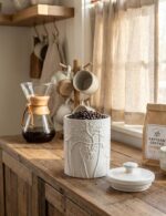 Ceramic Swaying Flowers Kitchen Canister Airtight Coffee Canister For Ground Cof... - Image 5
