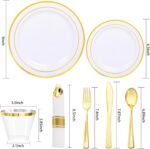 WDF Partyware 350Piece Gold Dinnerware Set for 50 Guests - Gold Plastic Plates w... - Image 8