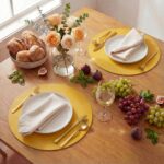 Artoid Mode Yellow Faux Leather Placemats Set of 4, 15 Inch Waterproof Wipeable ... - Image 8