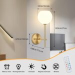 Gold Battery Operated Wall Sconces Set of 2, Rechargeable Wireless Wall Lights w... - Image 3
