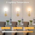 Gold Battery Operated Wall Sconces Set of 2, Rechargeable Wireless Wall Lights w... - Image 5